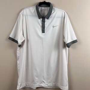 Nike Golf Tour Performance White Gray Accent Logo Short Sleeve Polo Men’s Large
